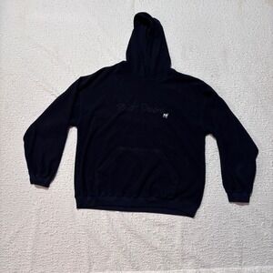 Retro 90's Big Dogs Black Fleece Hoodie Embroidered Logo Pullover Men's L